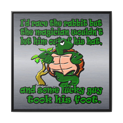 turtle race - framed canvas art (brushed nickel)