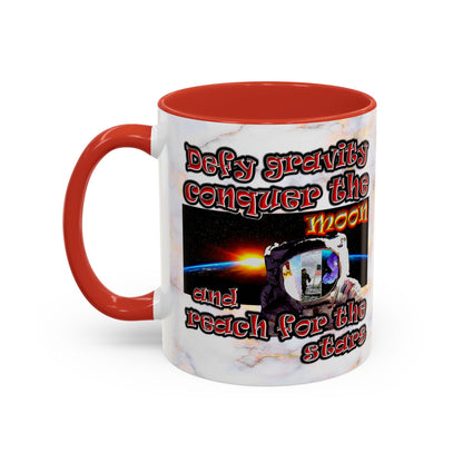 defy conquer reach - Accent Mug (white marble)