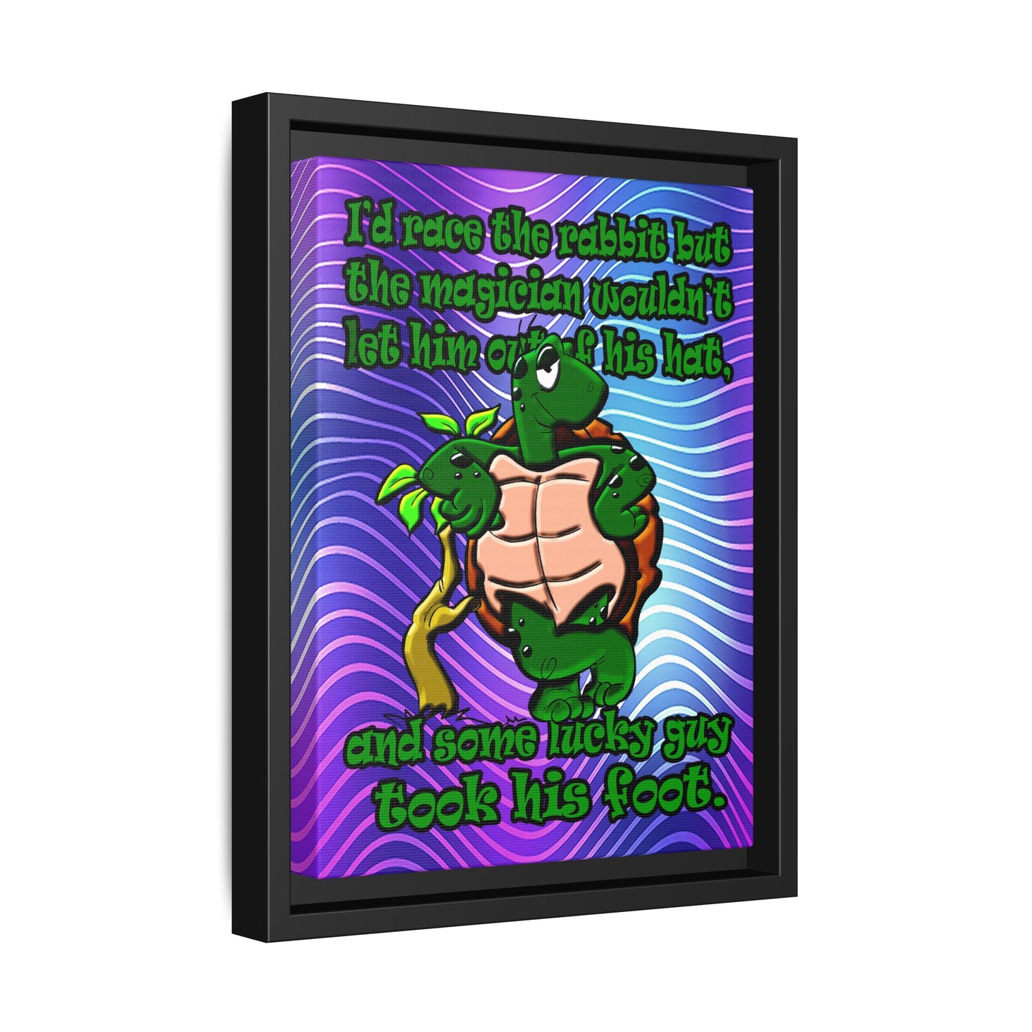 turtle race - framed canvas art (purple wave)