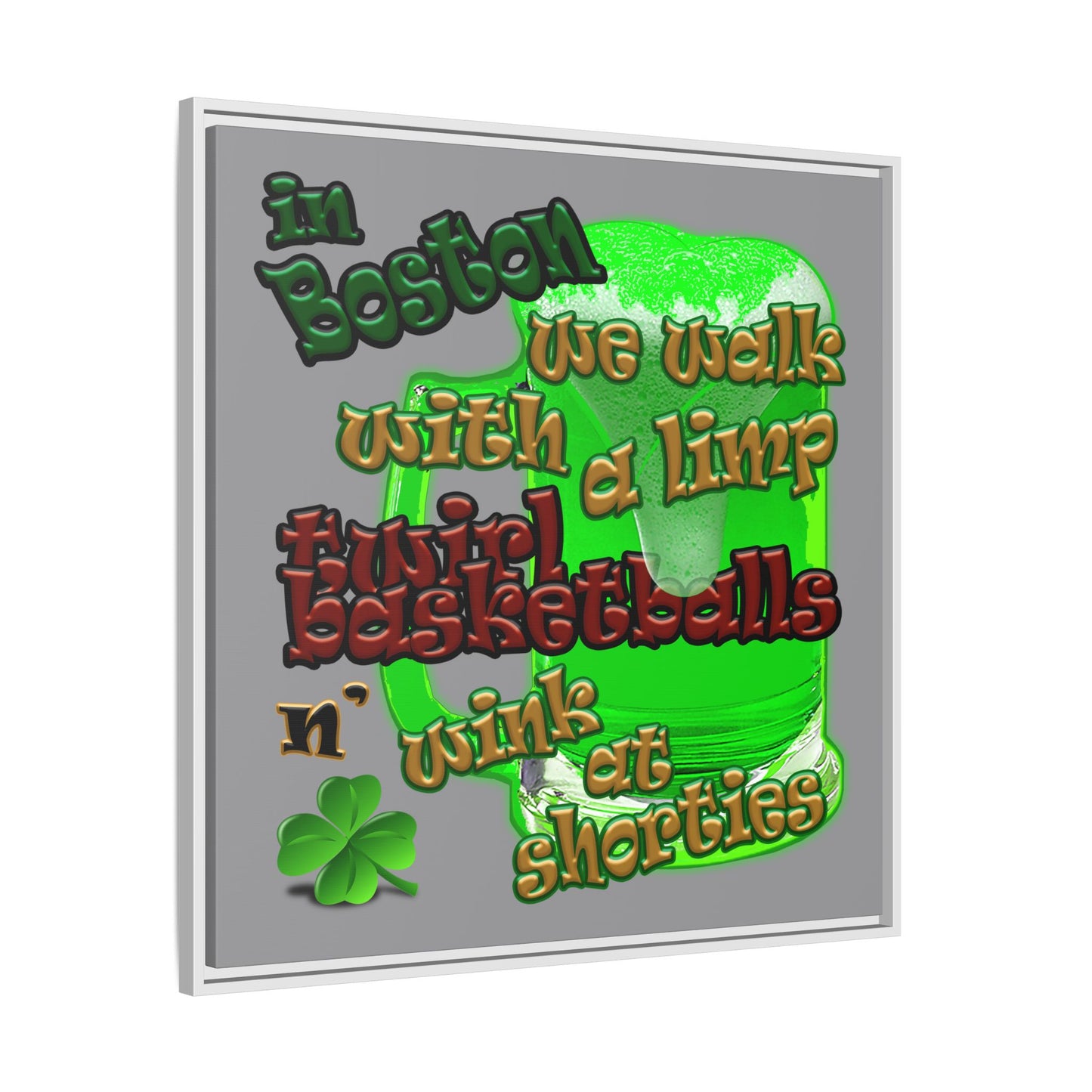 celtics logo - framed canvas art (grey)
