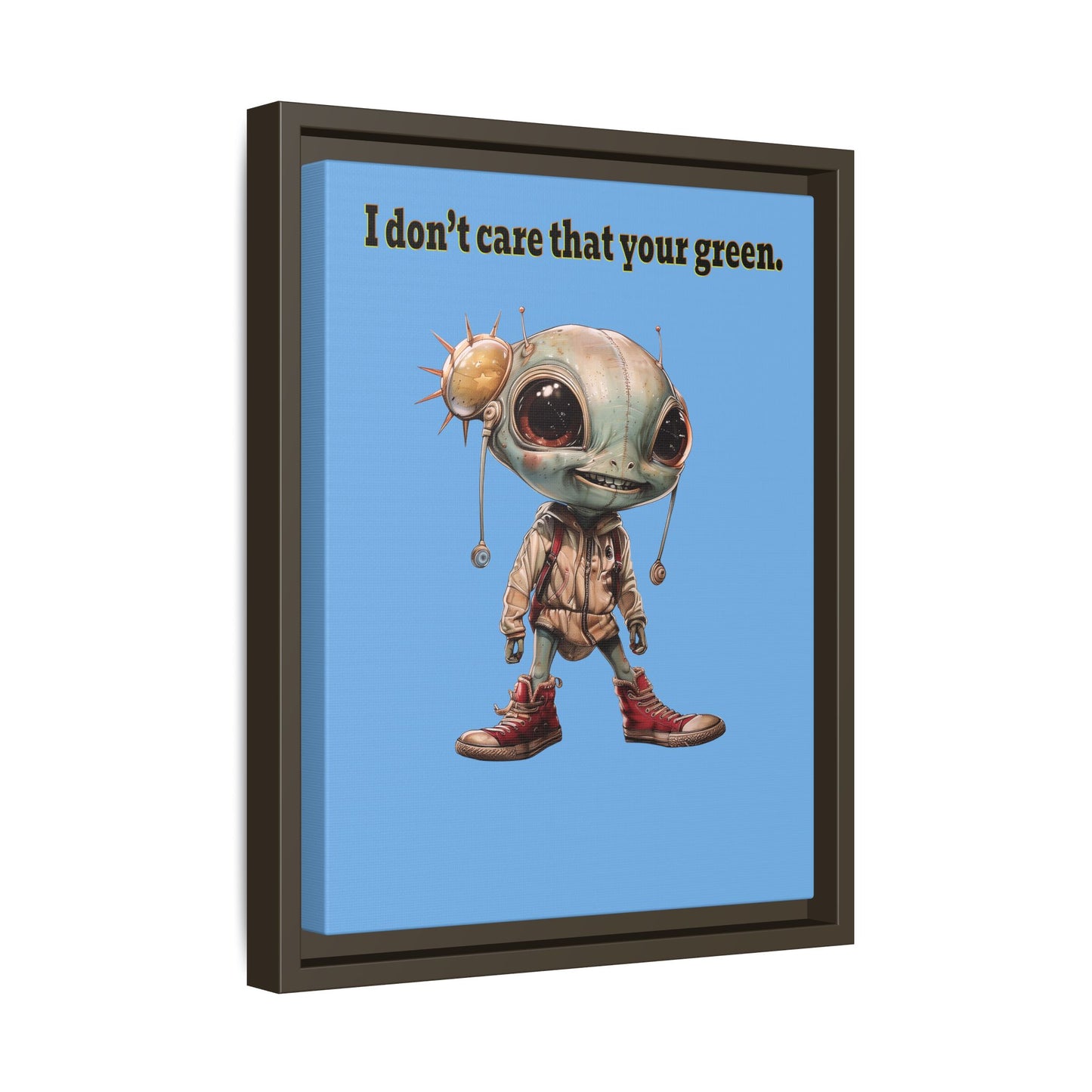 I don't care that your green - framed canvas art (light blue)