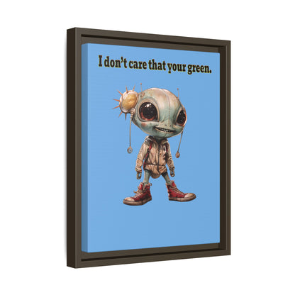 I don't care that your green - framed canvas art (light blue)