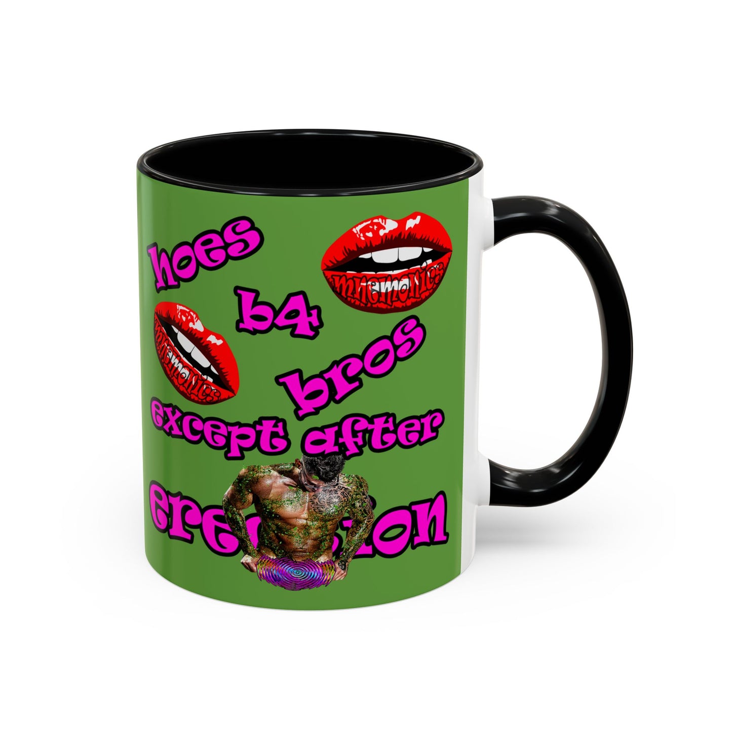 hoes b4 bros - Accent Mug (green)