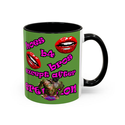 hoes b4 bros - Accent Mug (green)