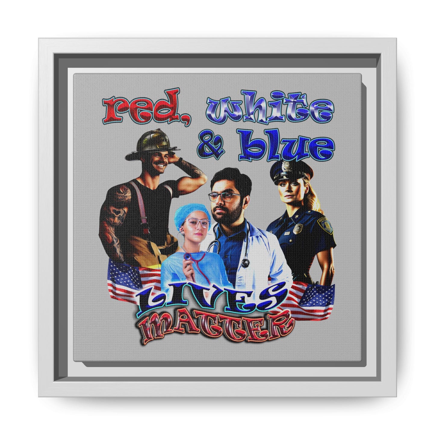 rw&b lives matter - framed canvas art (light grey)