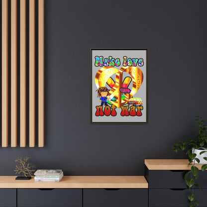 love peace - framed canvas art (light grey)