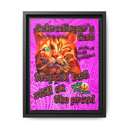 schrodinger's cat - framed canvas art (pink swirl)