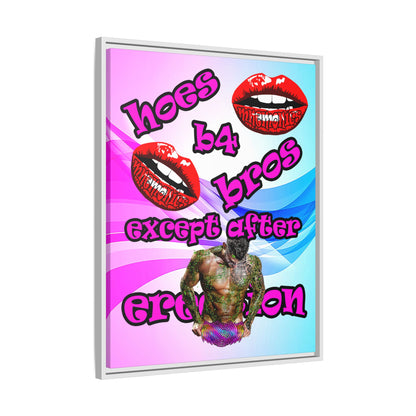 hoes b4 bros - framed canvas art (light blue-pink wave)