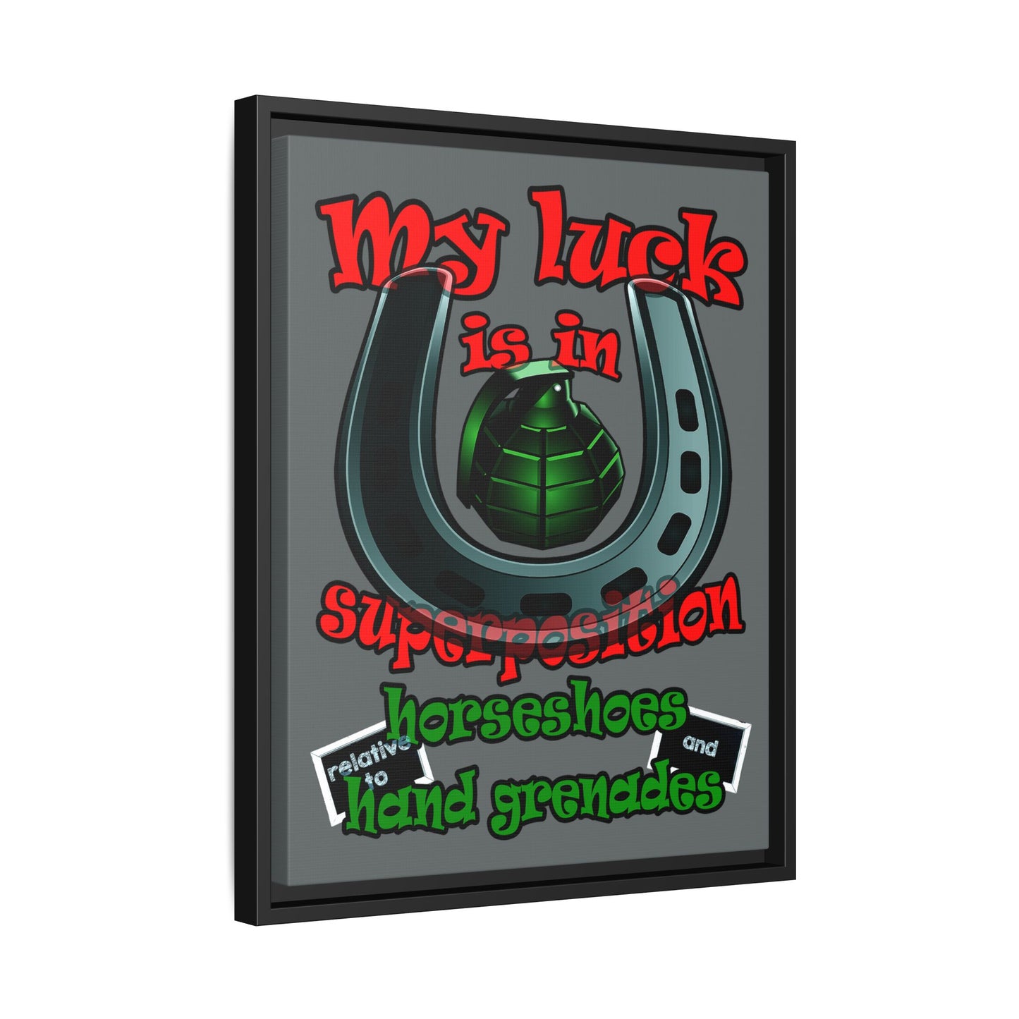 my luck - framed canvas art (dark grey)
