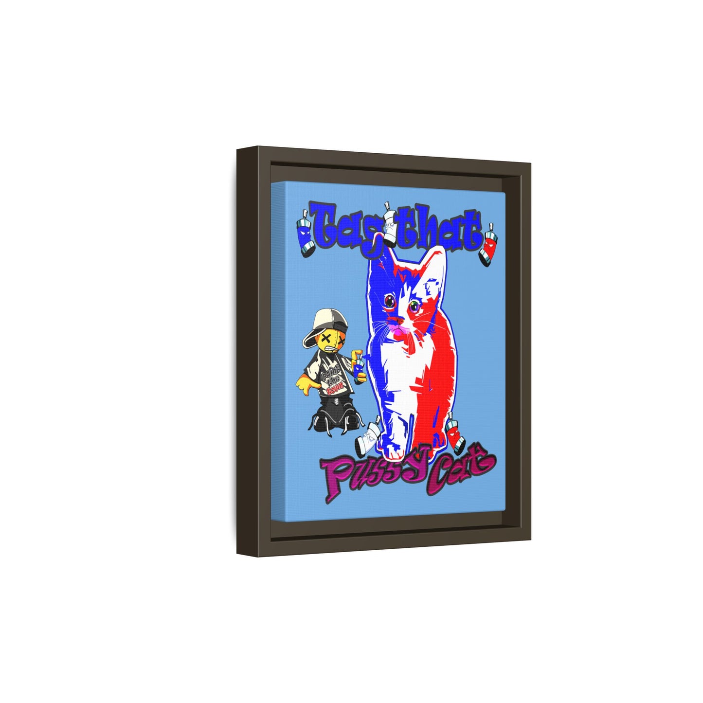 tag that - framed canvas art (light blue)