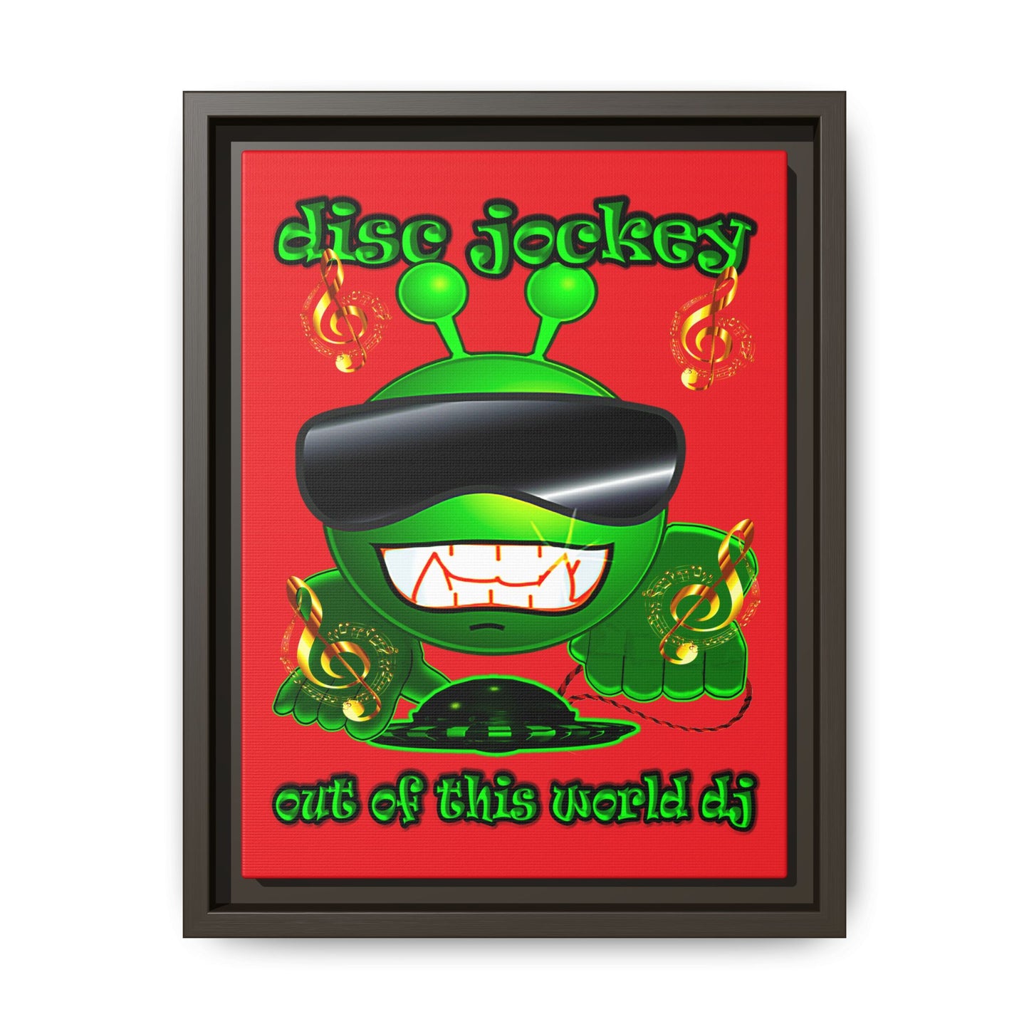 disc jockey - framed canvas art (red)