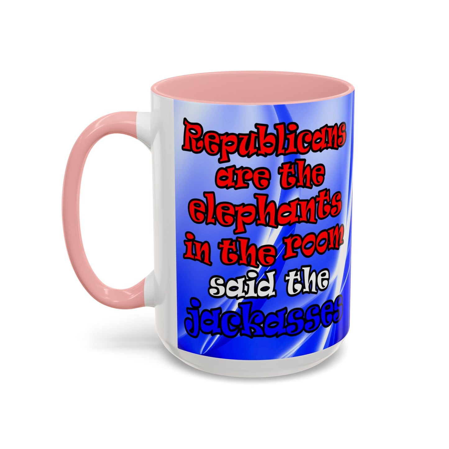 donkeys and elephants - Accent Mug (blue-white wave)
