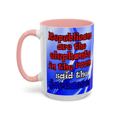 donkeys and elephants - Accent Mug (blue-white wave)