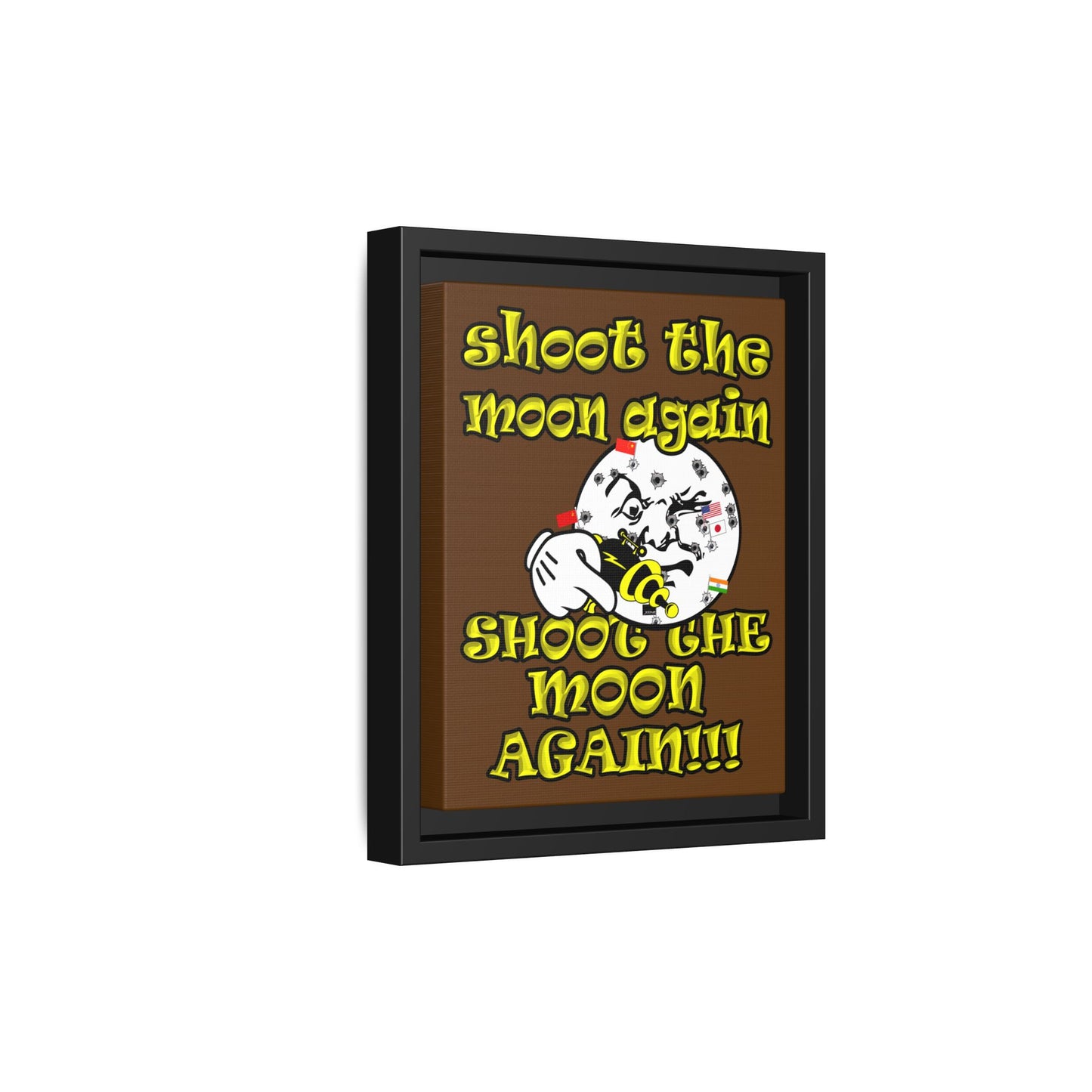 shoot the moon again - framed canvas art (brown)