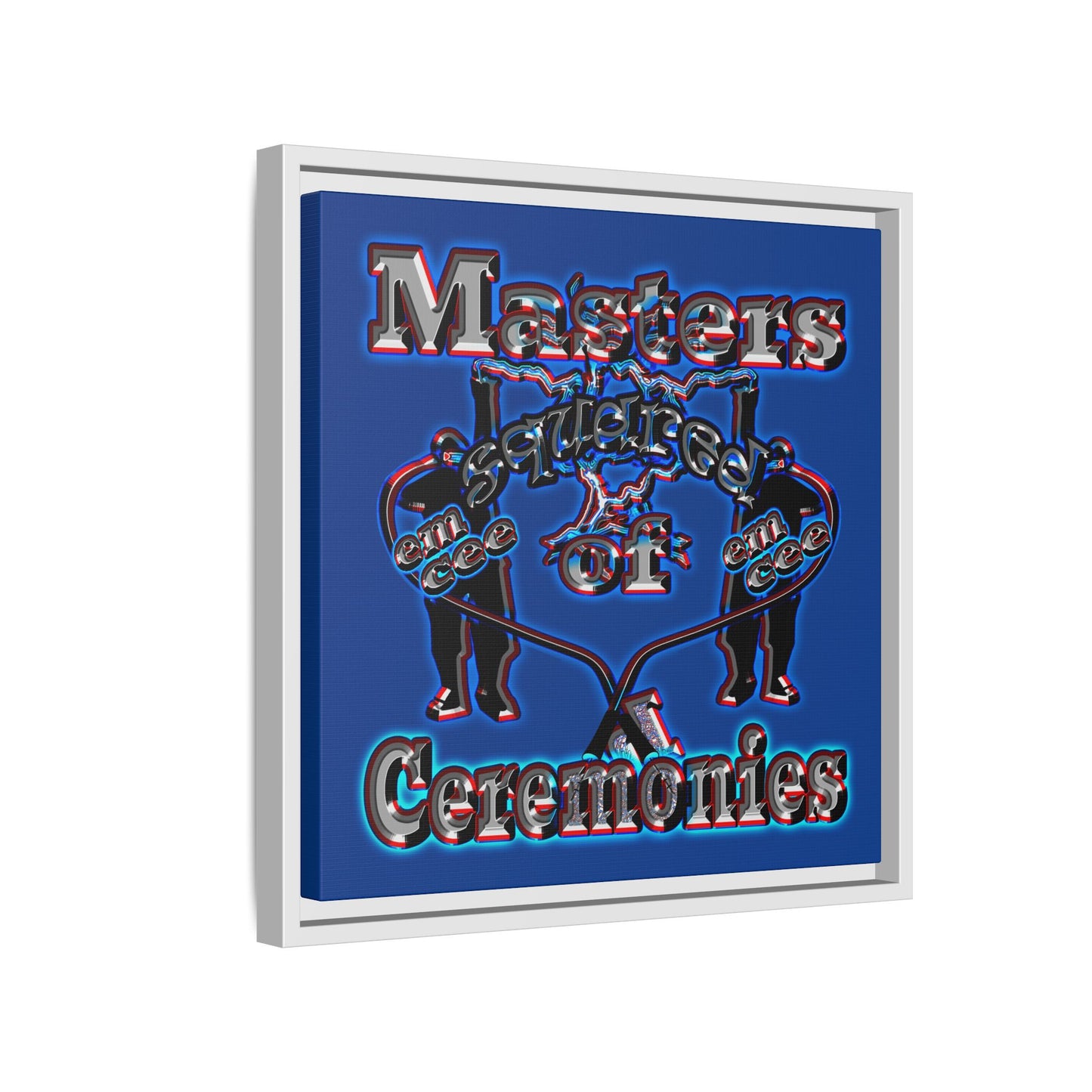 em cee squared - framed canvas art (dark blue)