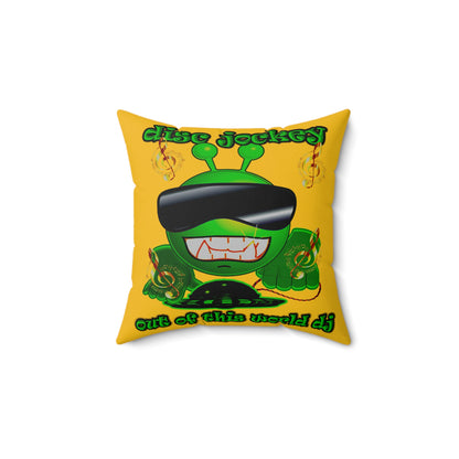 disc jockey - Spun Polyester Square Pillow - (yellow)