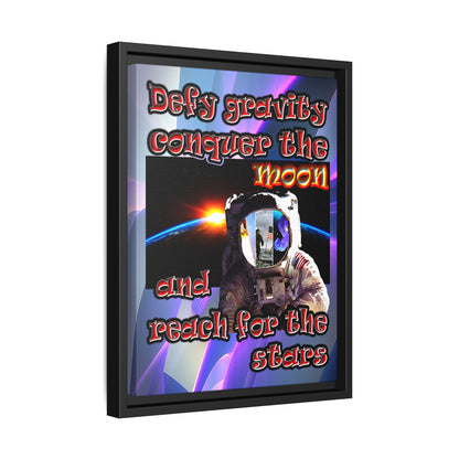 defy conquer reach - framed canvas art (grey-pink wave)