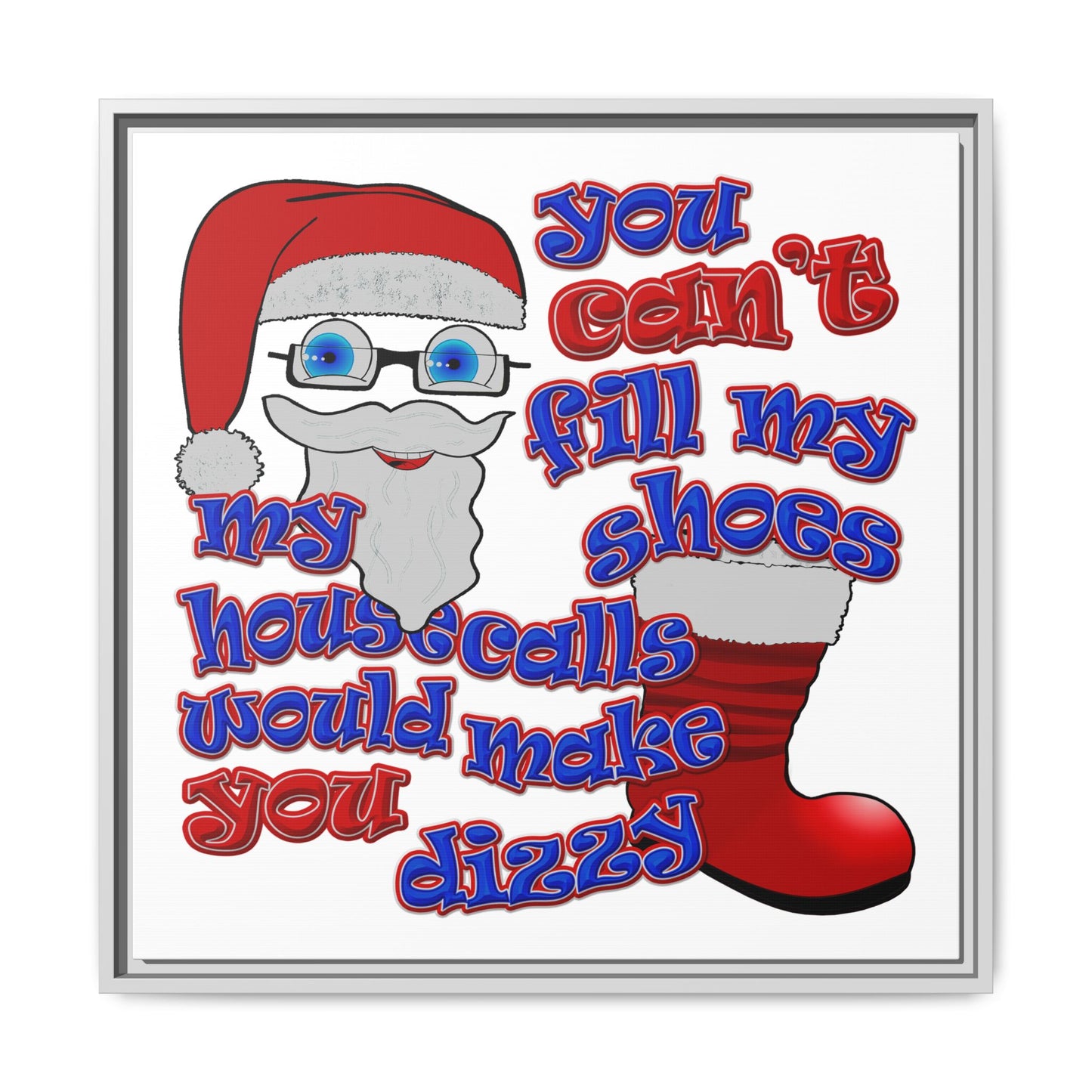 santa's shoes - framed canvas art (white)