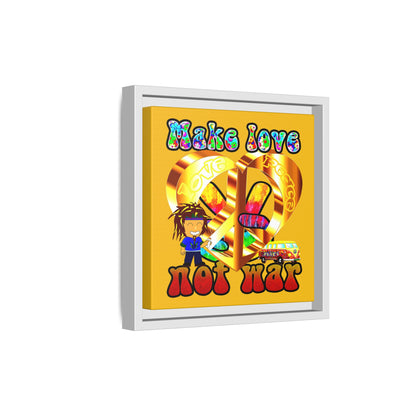 love peace - framed canvas art (yellow)