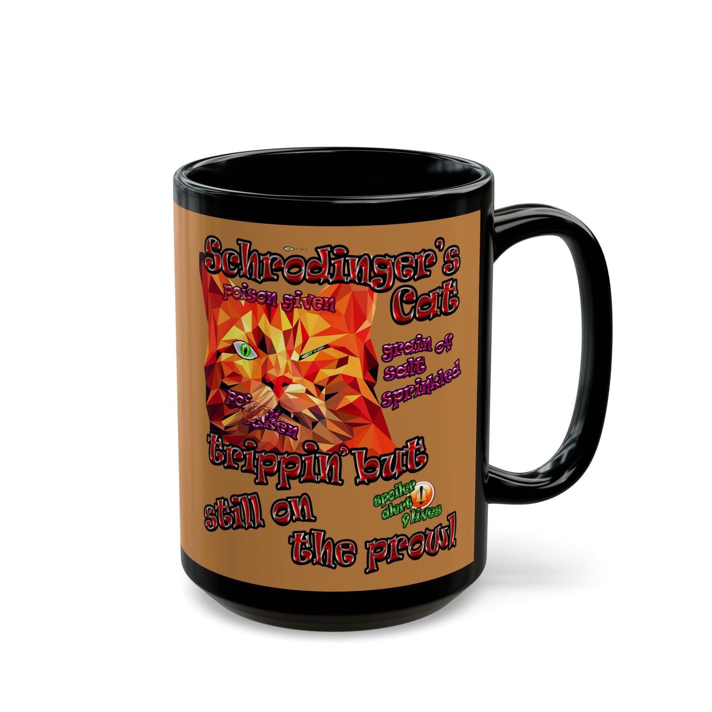 schrodinger's cat - Black Mug (light brown)