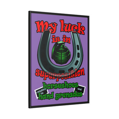 my luck - framed canvas art (light purple)