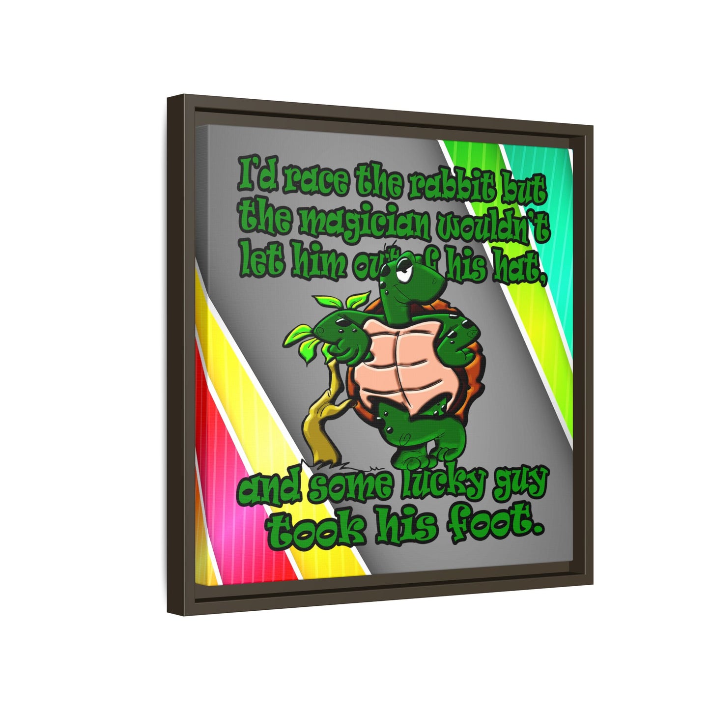 turtle race - framed canvas art (rainbow split)