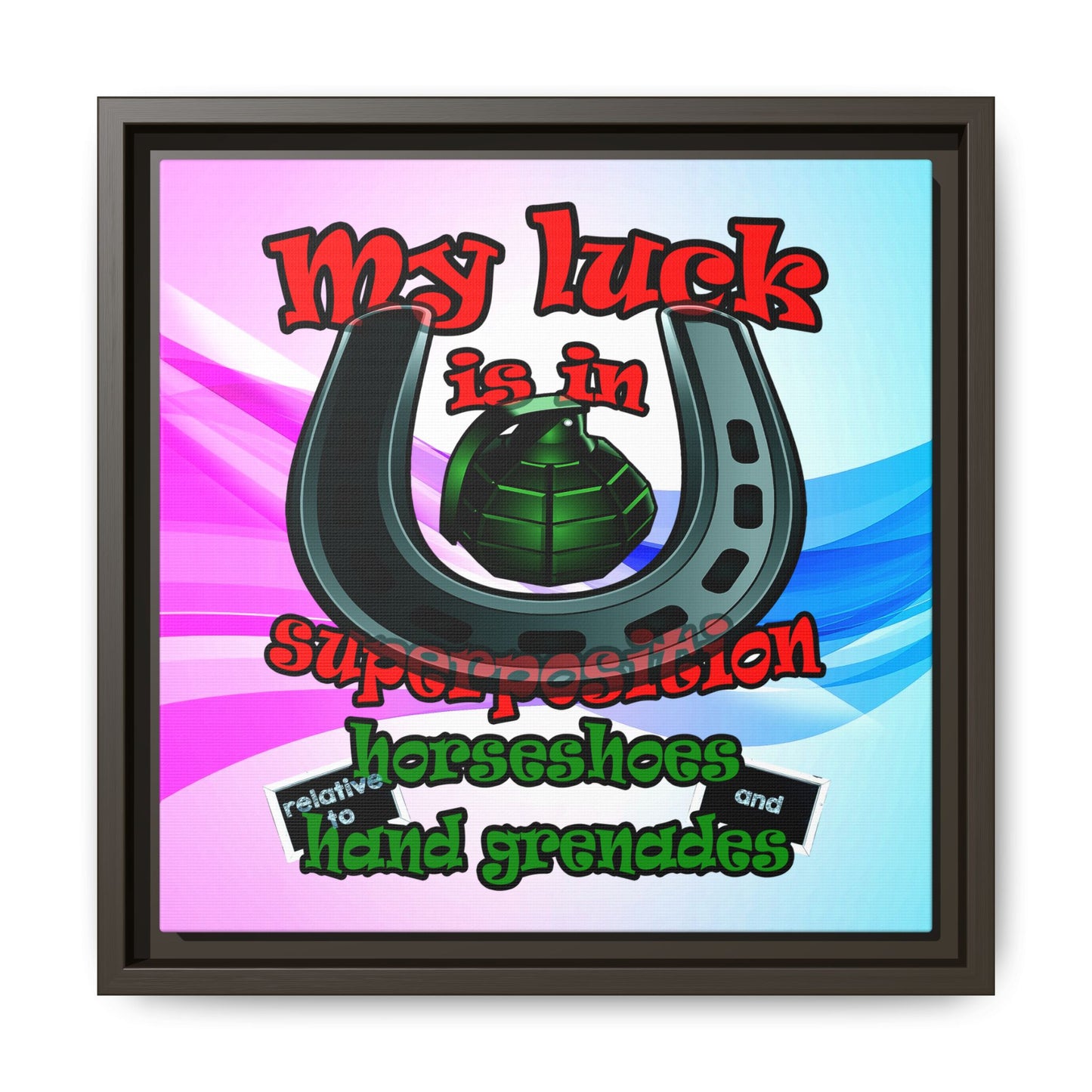my luck - framed canvas art (light blue-pink wave)
