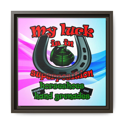 my luck - framed canvas art (light blue-pink wave)