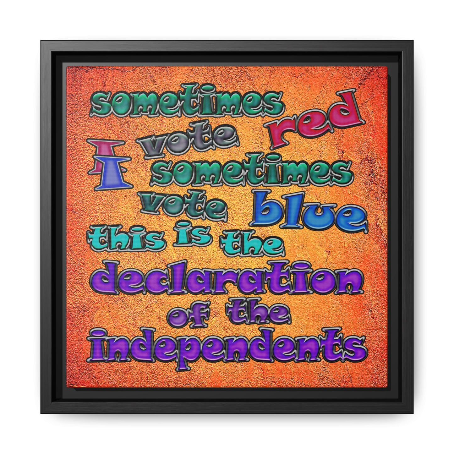 declaration of the independents - framed canvas art (burnt orange)