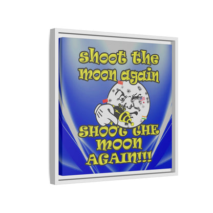 shoot the moon again - framed canvas art (blue-white wave)