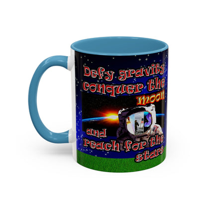 defy conquer reach - Accent Mug ('snoops' background)
