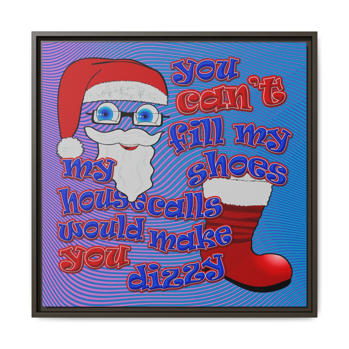 santa's shoes - framed canvas art (light blue-purple wave)