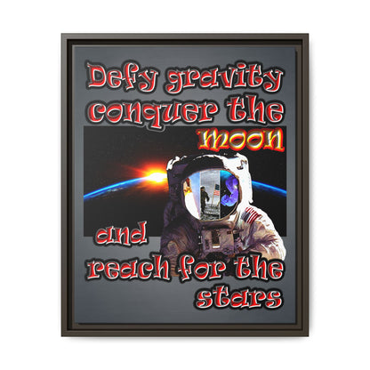 defy conquer reach - framed canvas art (grey-light grey)