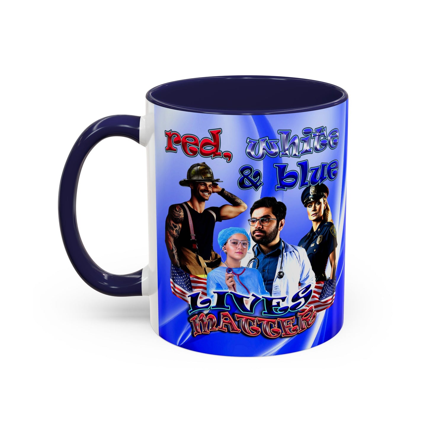 rw&b lives matter - Accent Mug (blue-white wave)