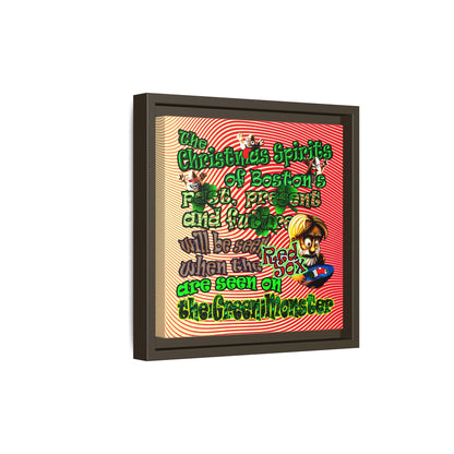 christmas spirits of boston - framed canvas art (yellow-orange wave)