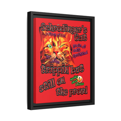 schrodinger's cat - framed canvas art (red)