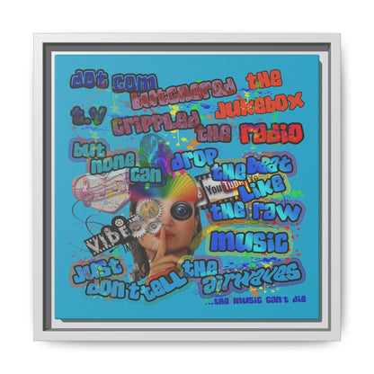 drop the beat - framed canvas art (turquoise)