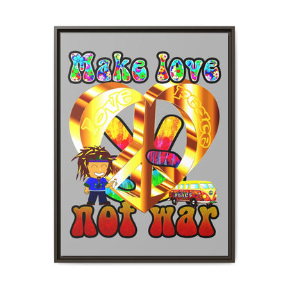 love peace - framed canvas art (light grey)