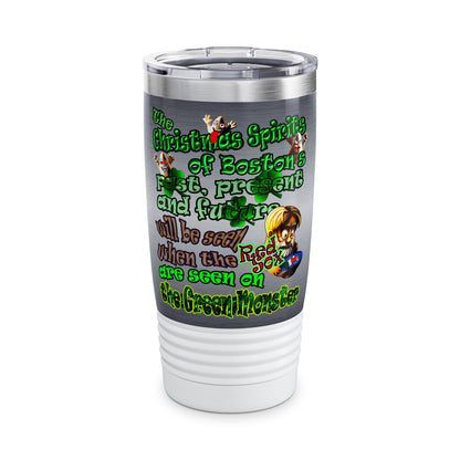 christmas spirits of boston - Ringneck Tumbler, 20oz (brushed nickel)