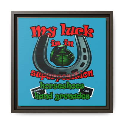 my luck - framed canvas art (turquoise)
