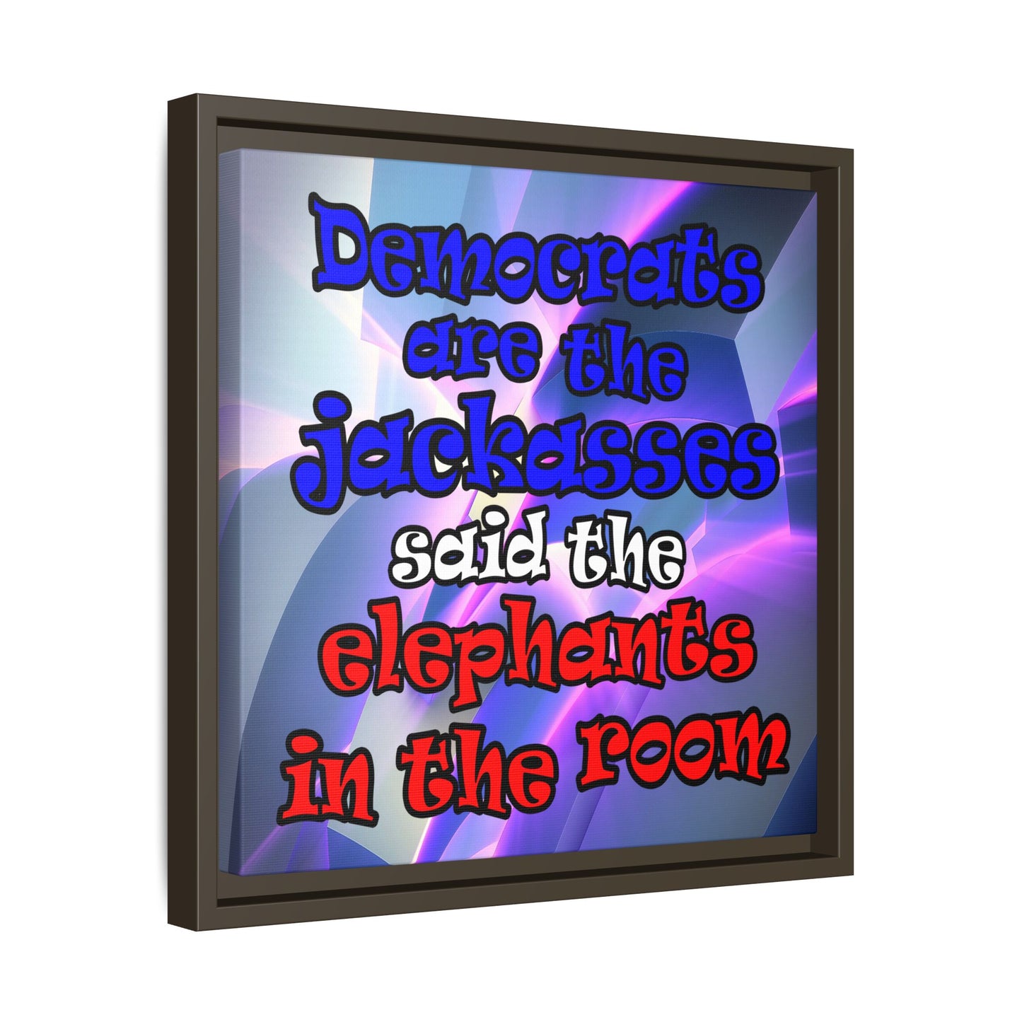 donkeys and elephants - framed canvas art (grey-pink wave)