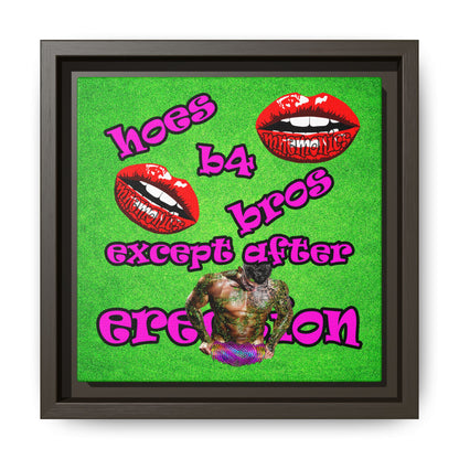 hoes b4 bros - framed canvas art (green turf)