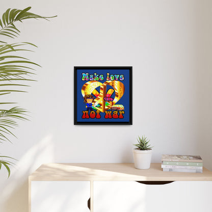 love peace - framed canvas art (dark blue)