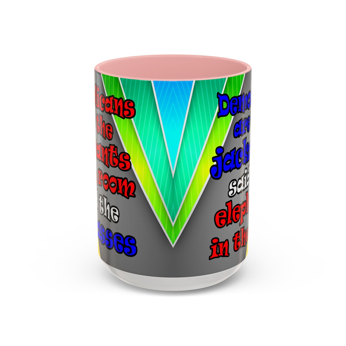 donkeys and elephants - Accent Mug (rainbow split)