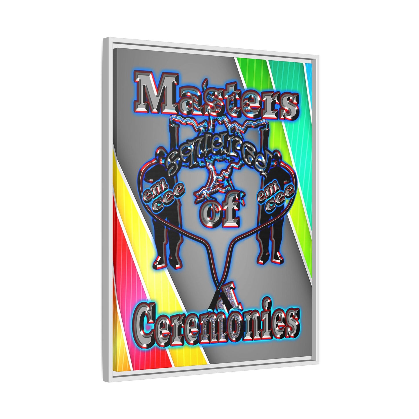 em cee squared - framed canvas art (rainbow split)