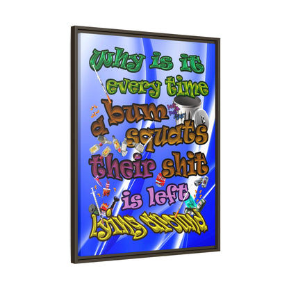 the bum's shit - framed canvas art (blue-white wave)
