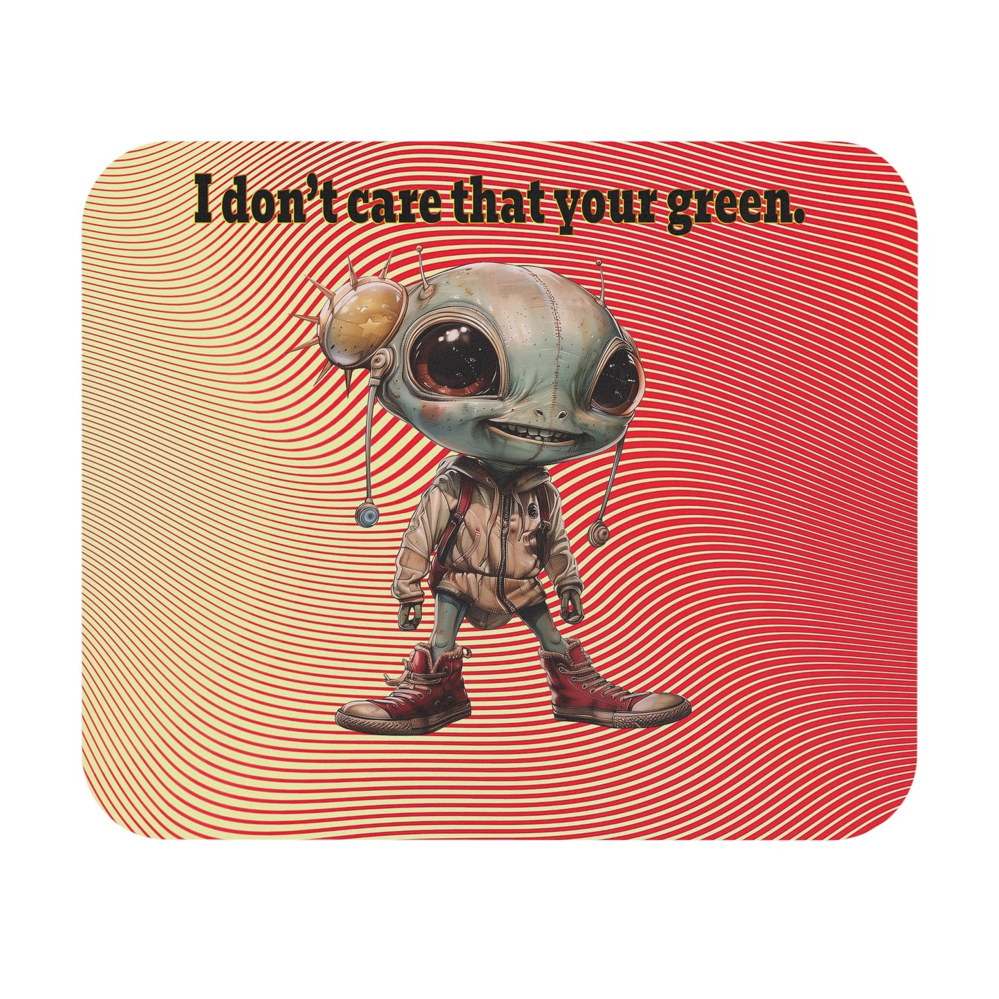 I don't care that your green - Mouse Pad (Rectangle) (yellow-orange wave)