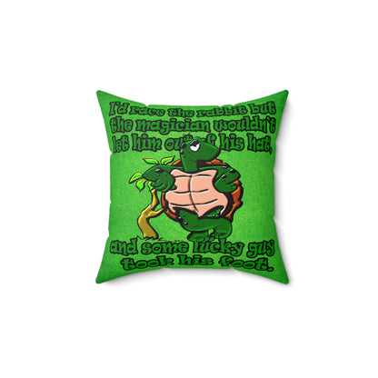 turtle race - Spun Polyester Square Pillow - (green turf)