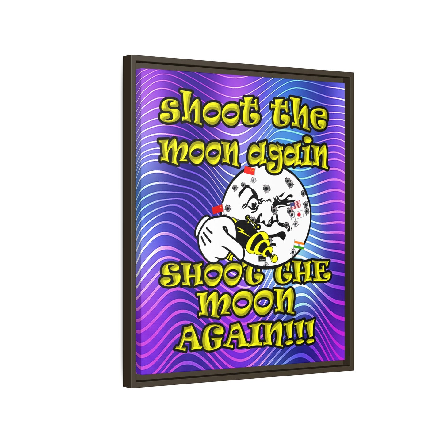 shoot the moon again - framed canvas art (purple wave)