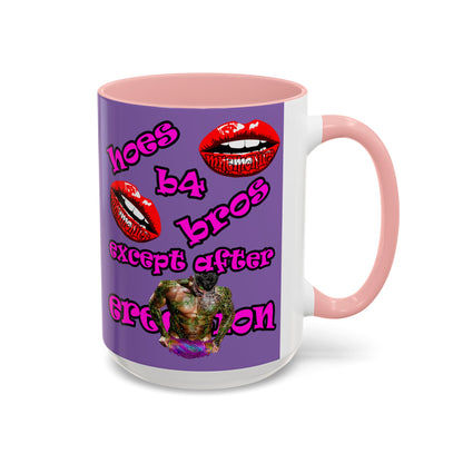 hoes b4 bros - Accent Mug (light purple)